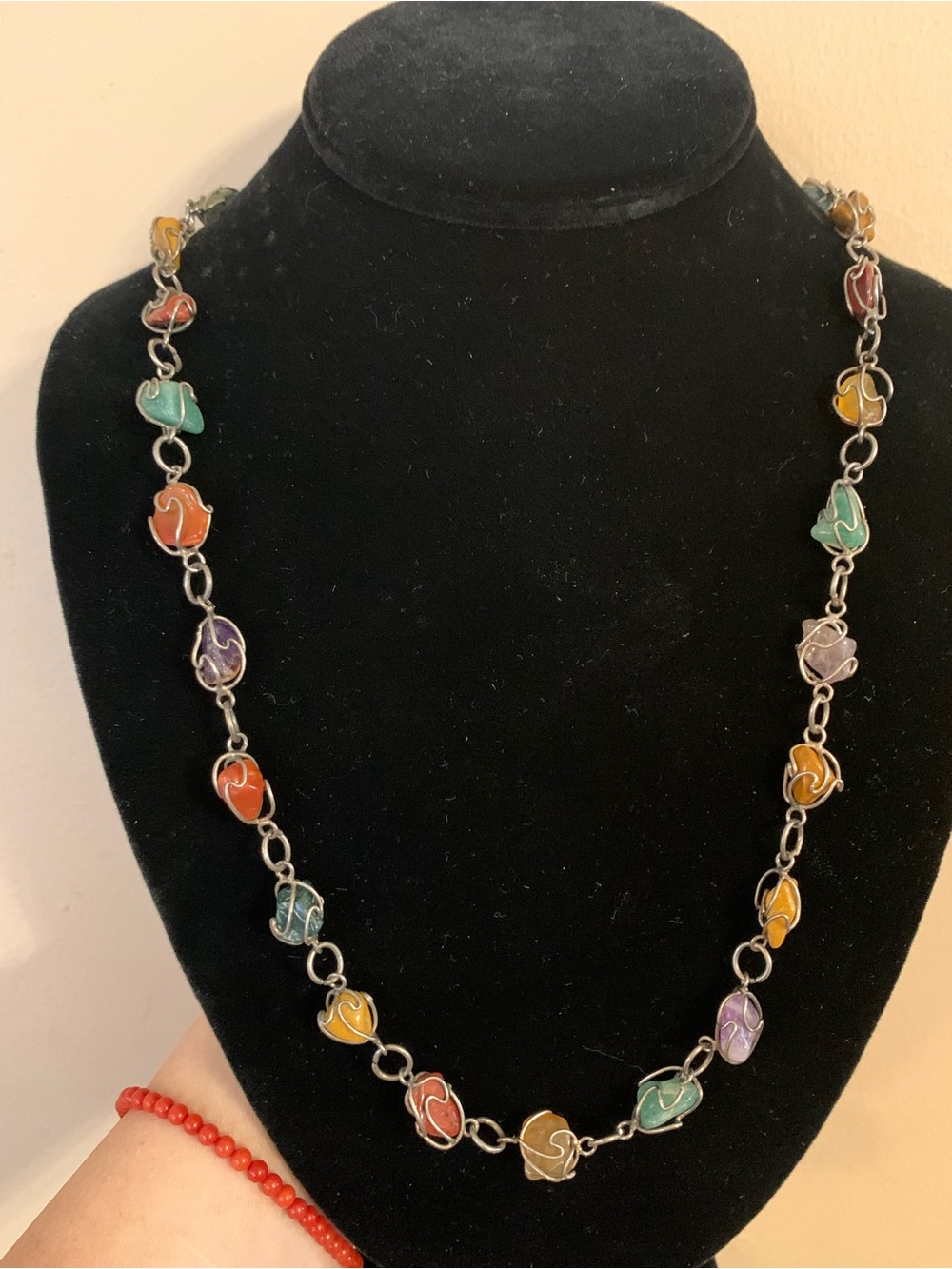 Multicolor Stone Link Necklace - Women Jewelry